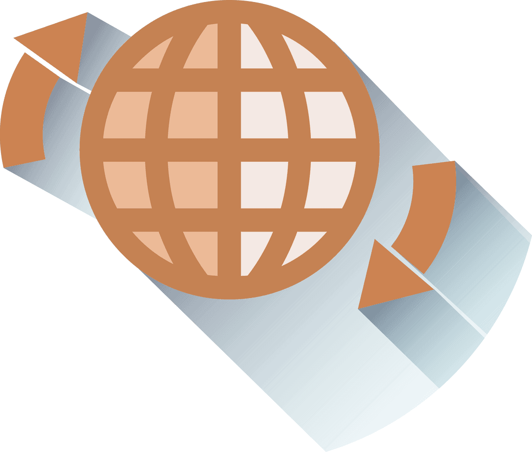 Transparent Globe with Arrows and Grid Design Illustration