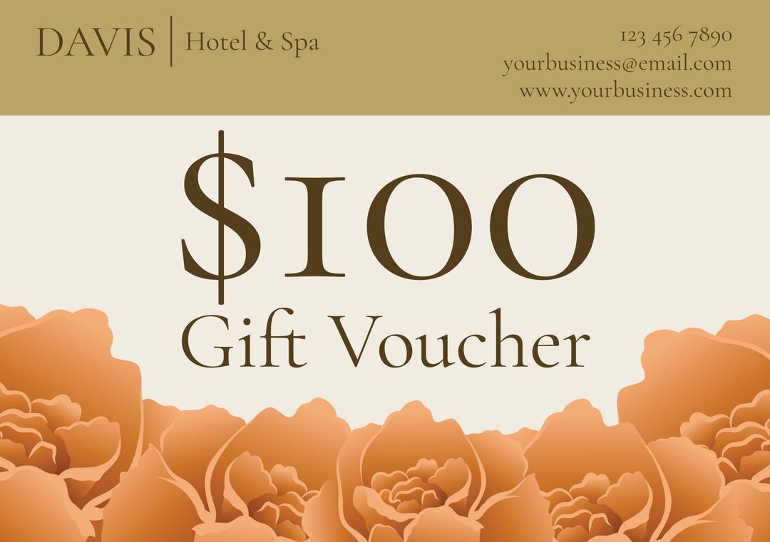 Elegant $100 Gift Voucher with Floral Design for Spa or Boutique