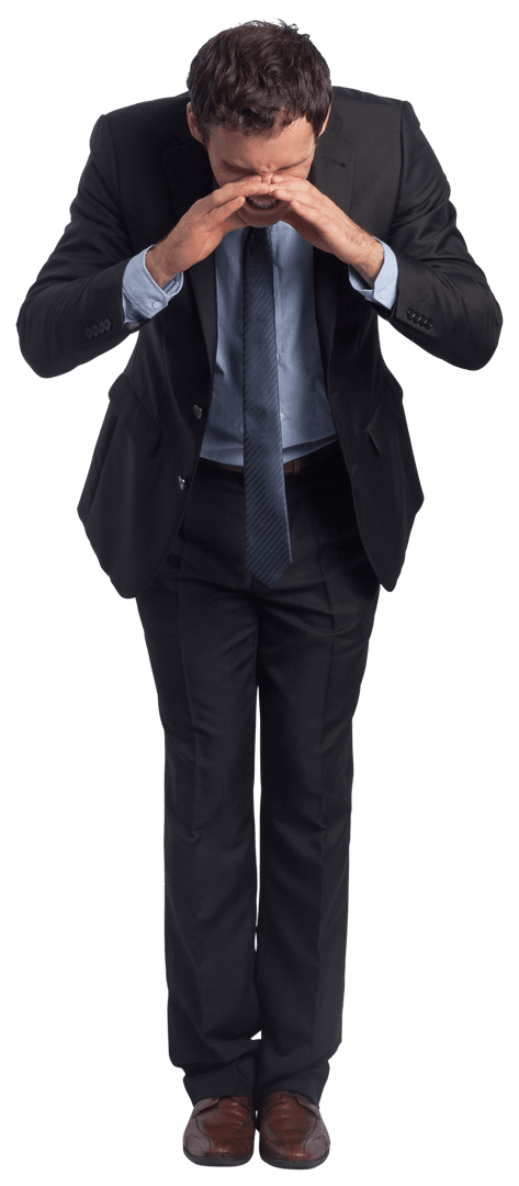 Caucasian Businessman Calling Standing Transparent Background