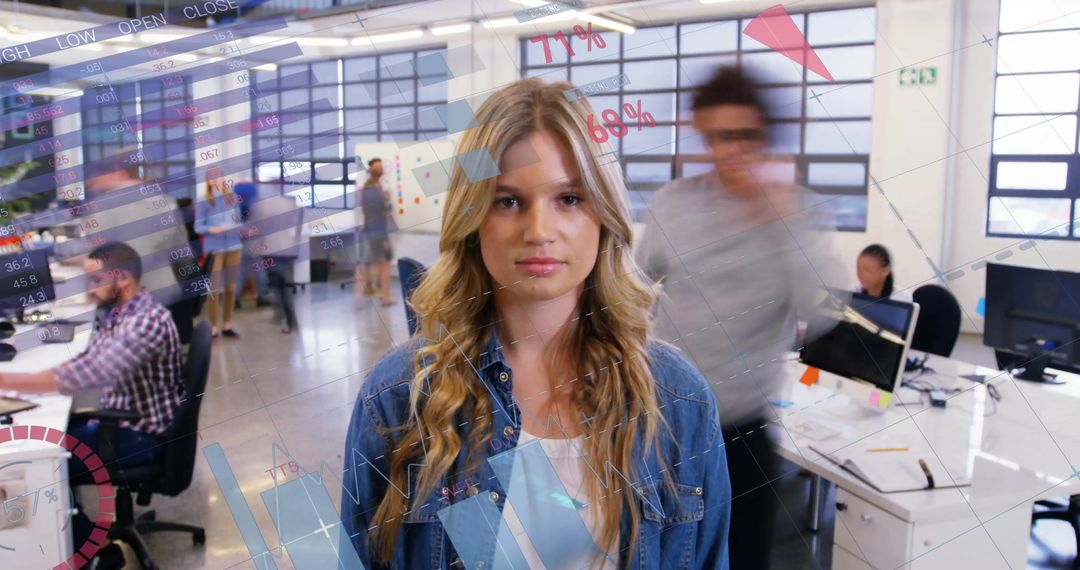 Innovative Team Analyzing Data Visualizations in Modern Office