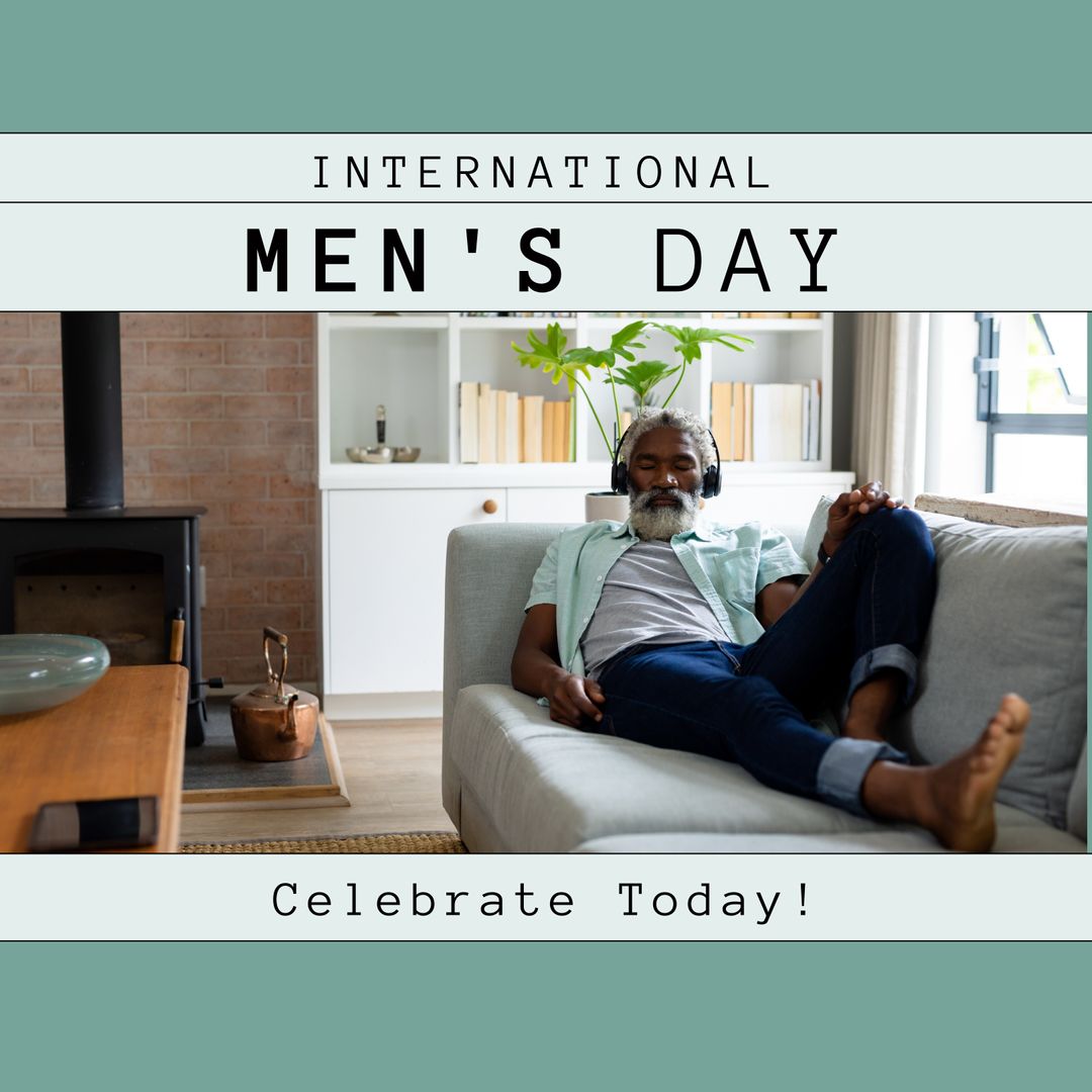 Relaxed Man Enjoying Music on International Men's Day