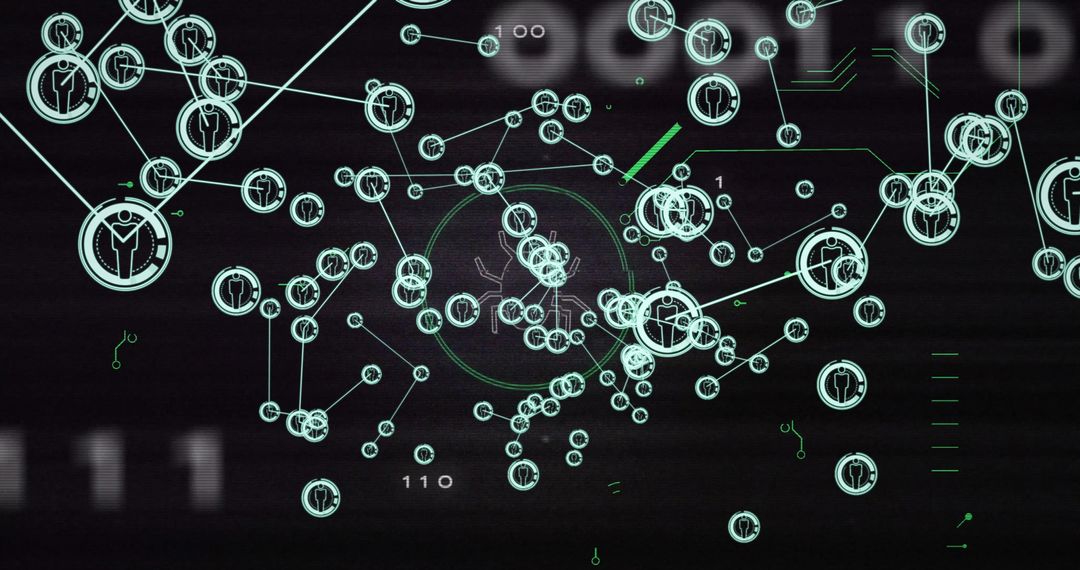 Futuristic Network Interface with User Icons and Connections