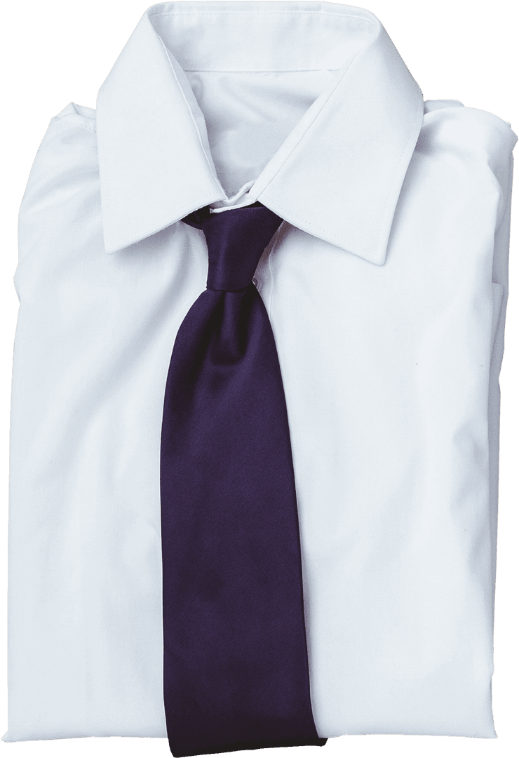 White Shirt with Elegant Dark Tie on Transparent Background