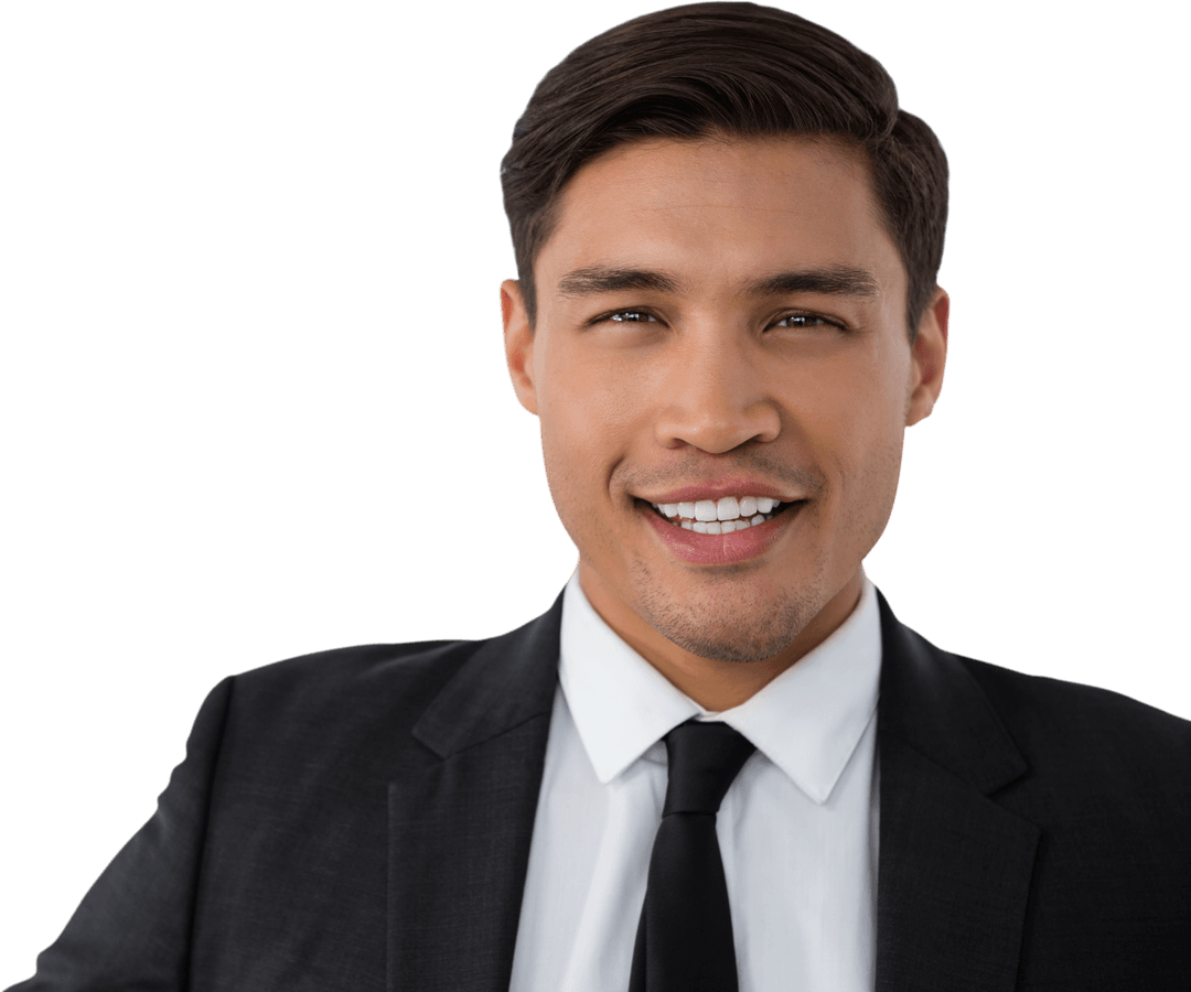 Transparent Smiling Businessman in Suit Polos