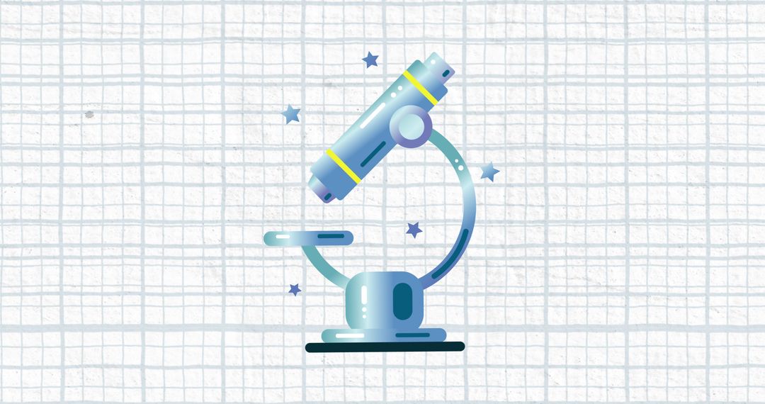 Microscope Icon on Graph Paper for Science Education