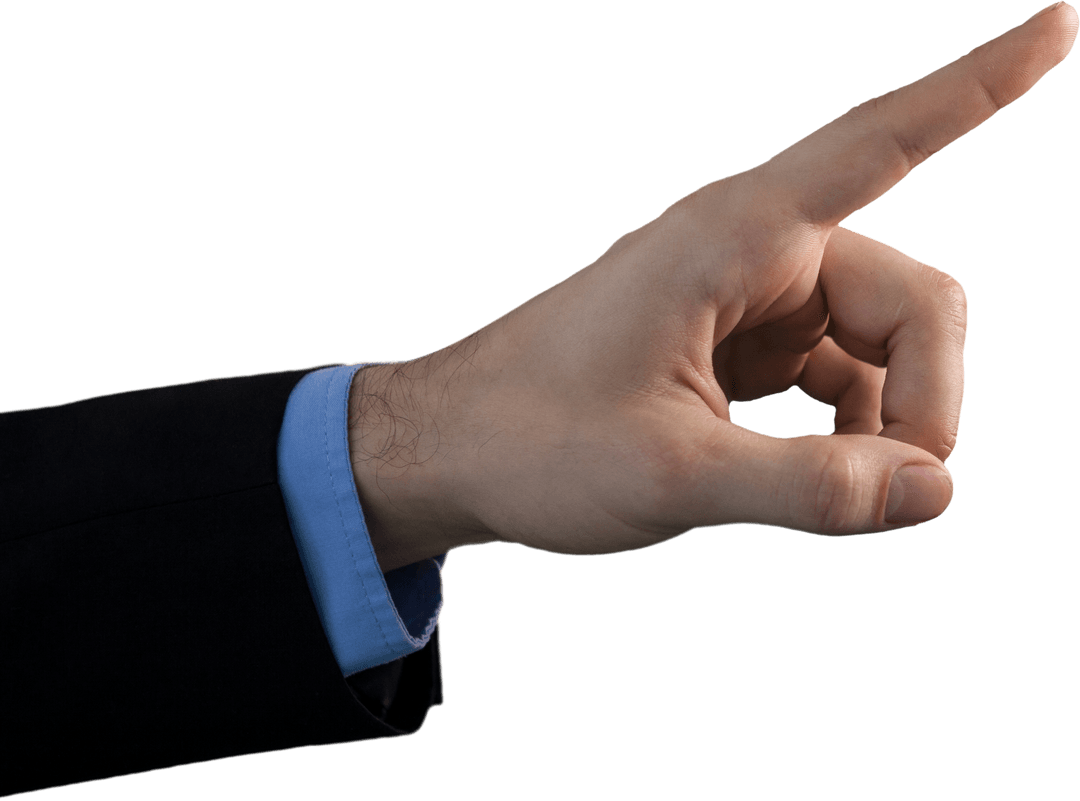 Transparent Hand of Businessman Pointing at Virtual Interface