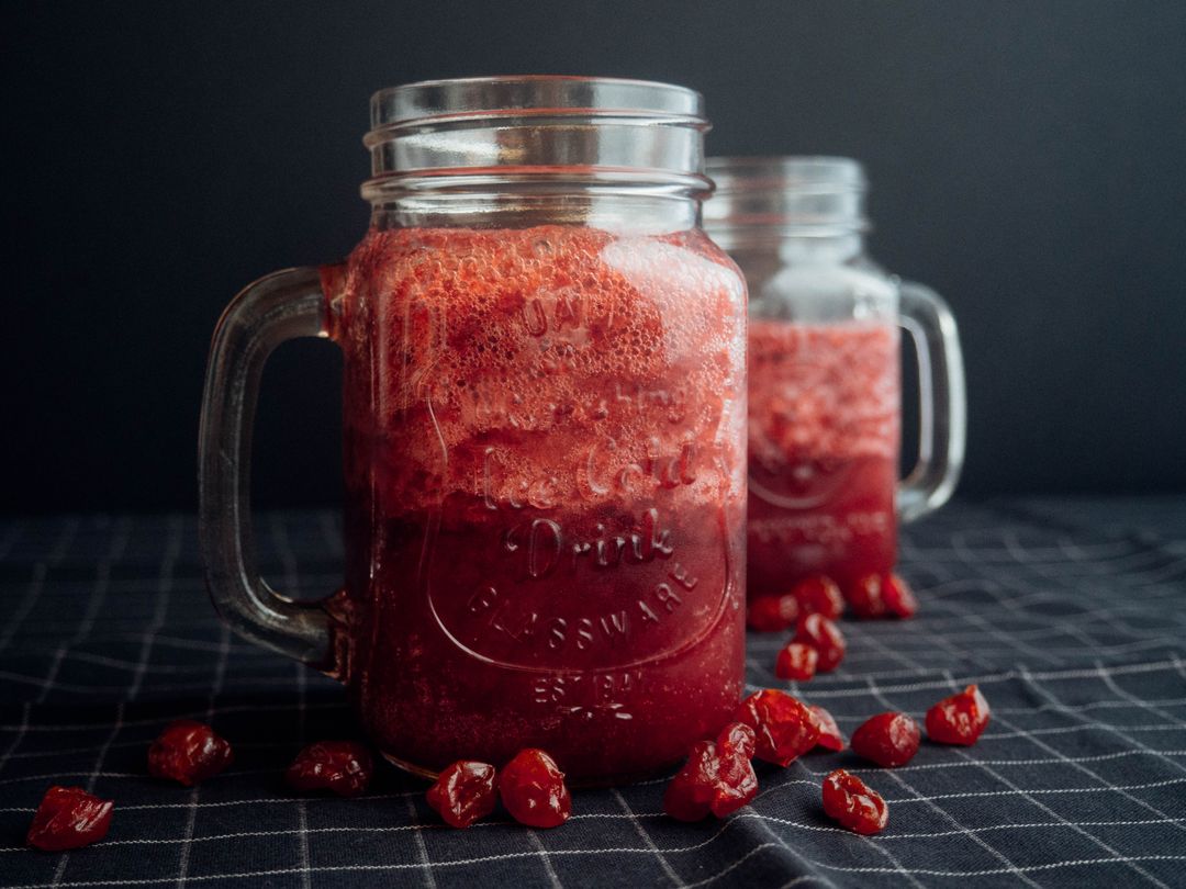 Refreshing Cranberry Smoothies in Rustic Glass Jars