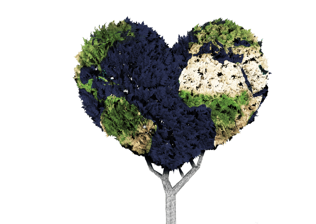 Heart Shaped World Tree on Transparent Background