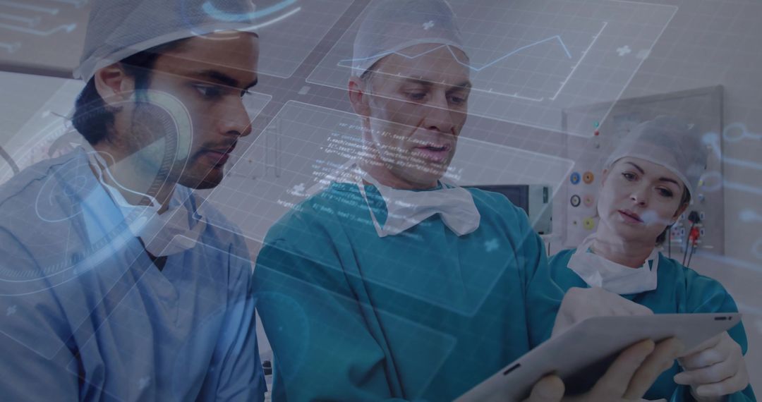 Surgeons Using Holographic Data Technology in Hospital