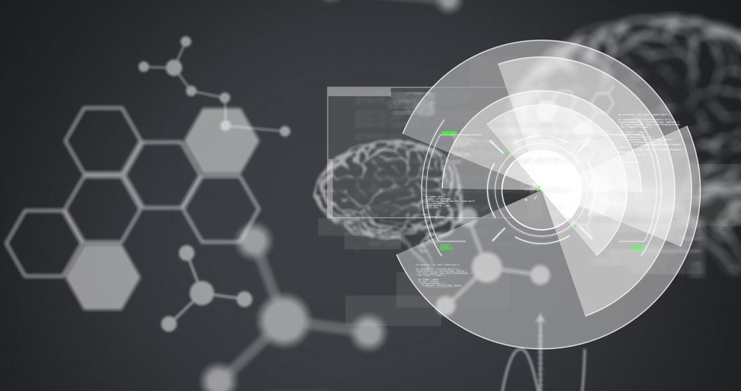 Futuristic Digital Interface Analyzing Brain Data