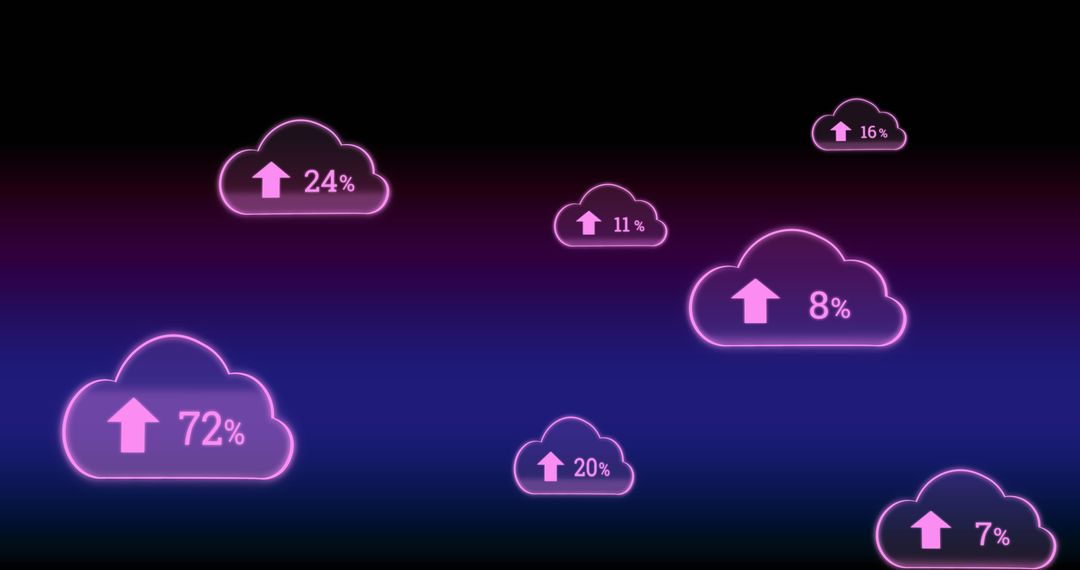 Digital Cloud Symbolizing Growth with Percentage Indicators