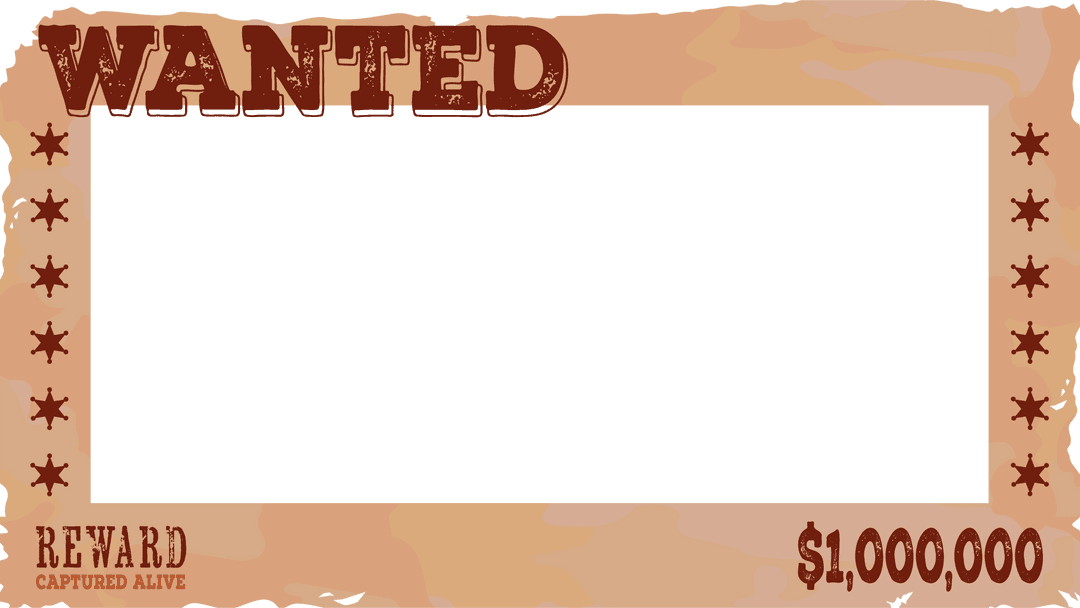 Vintage Western Wanted Poster Template with Transparent Canvas