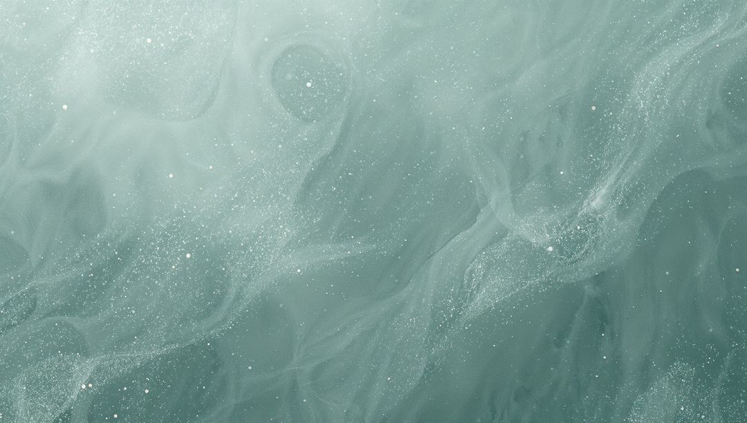 Swirling Teal Nebula Abstract Fluid Art with Sparkling Particles and Wispy Ink Texture