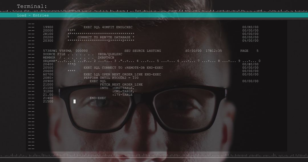 Man with Glasses Analyzing Data on Computer Screen