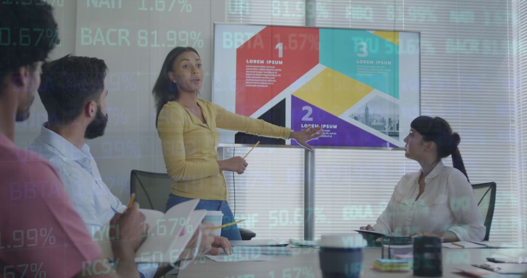 Business Presentation in Modern Office Analyzing Financial Data