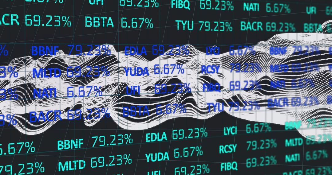 Abstract Financial Data Overlay with Digital Waves