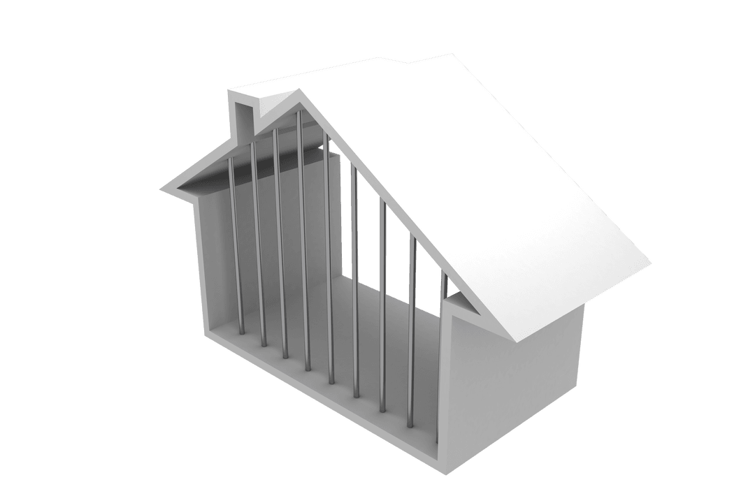 3D House Model in Bars Illustration Transparent Background