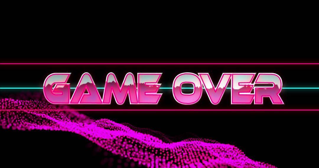 Retro Game Over Text with Glowing Pink Mesh on Black