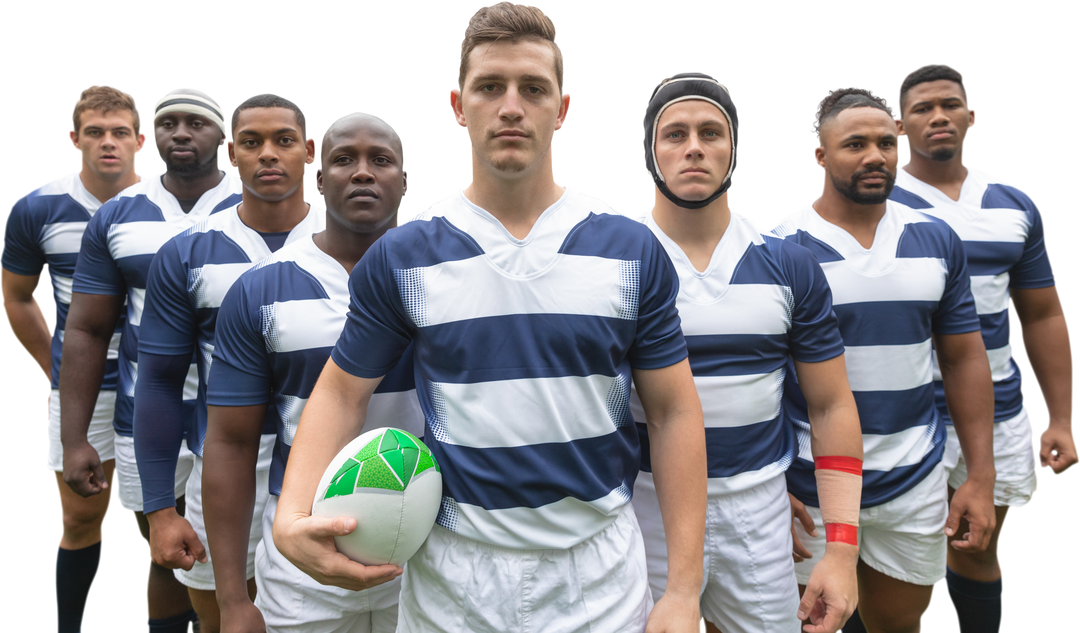 Transparent Diverse Rugby Players Standing with Ball Ready for Competition - Download Free Stock Images Pikwizard.com