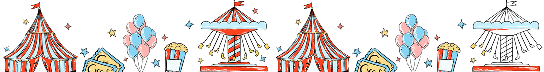 Festive Carnival Funfair Icon Strip on Transparent Background