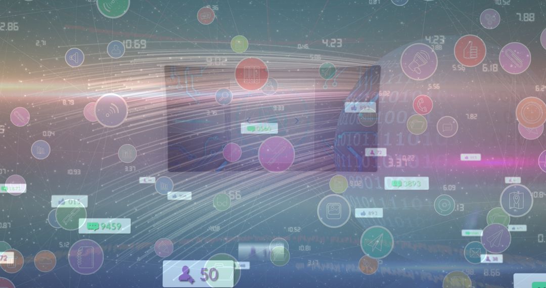 digital interface with media icons and data visualization - Free Images, Stock Photos and Pictures on Pikwizard.com