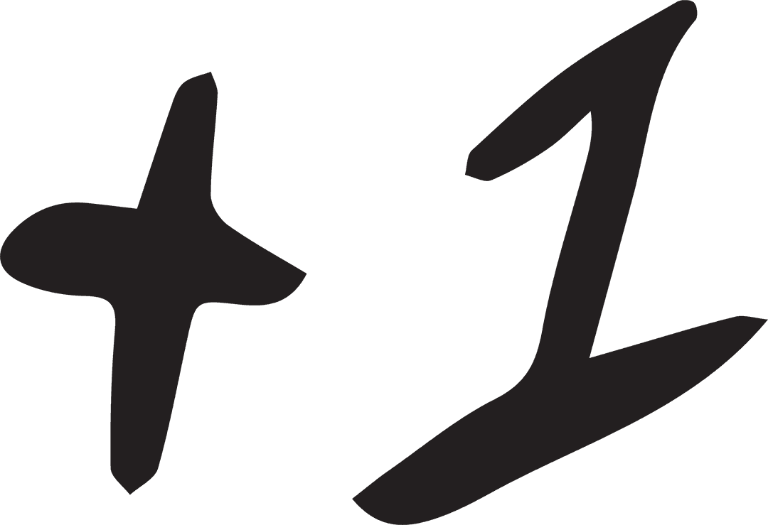 Stylized Plus One Symbol on Transparent Background