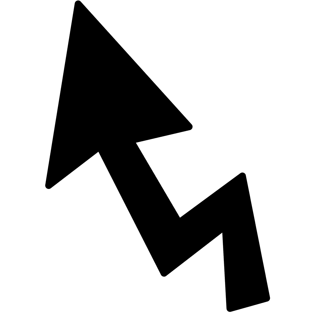 Black Curved Arrow Symbol on Transparent Background Vector