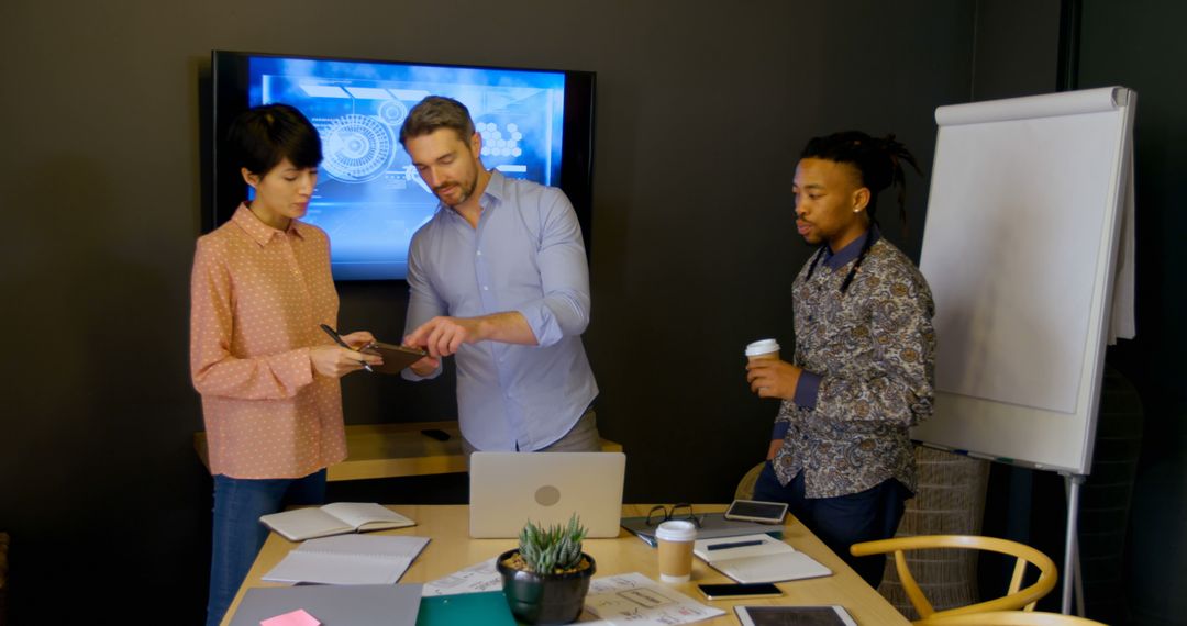 Collaborative Office Meeting in Modern Conference Room Setting