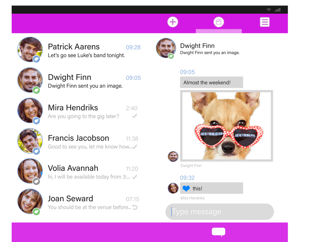 Digital Screenshot of Modern Messaging App with Transparent Theme