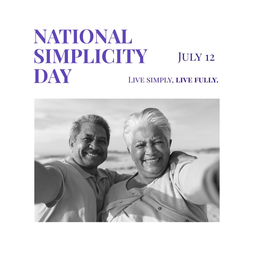 Happy Diverse Senior Couple Celebrating National Simplicity Day