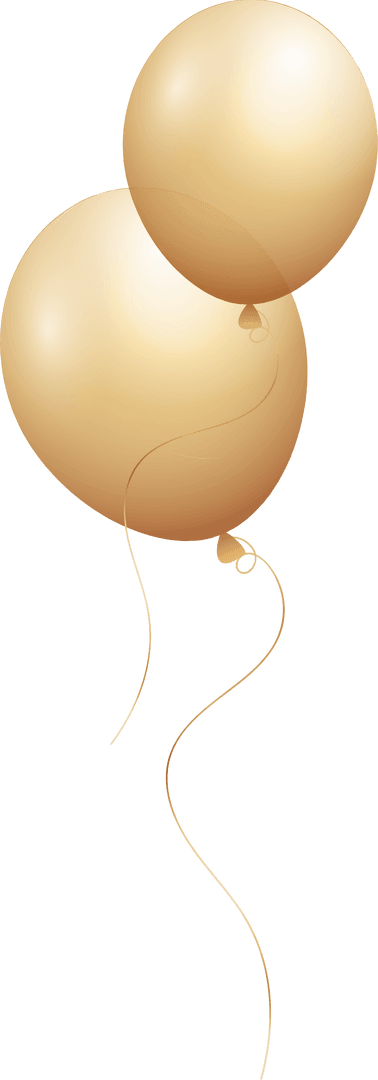 Elegant Gold 3D Balloons with Ribbons on Transparent Background