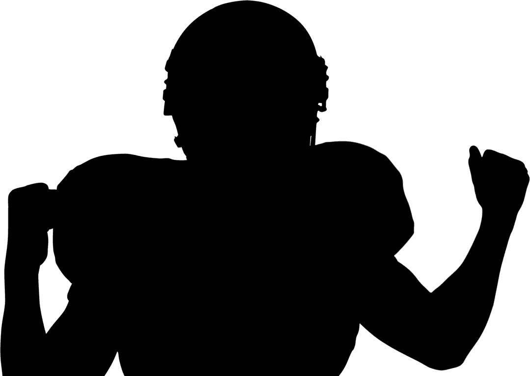 Silhouette of American Football Player with Clasped Hands Transparent Background