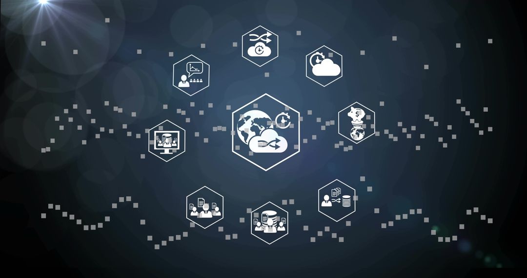 Digital Tech Interface with Globe and Cloud Sync Symbol