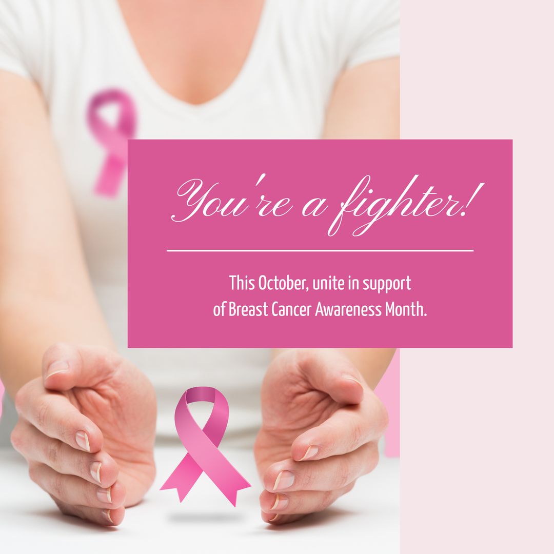 Breast Cancer Awareness Message with Pink Ribbon and Support Phrase - Download Free Stock Templates Pikwizard.com