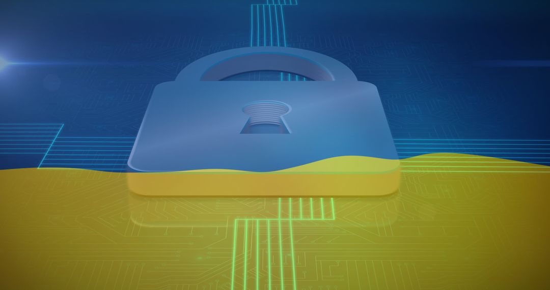 3D Padlock Representing Digital Security on Circuit Board