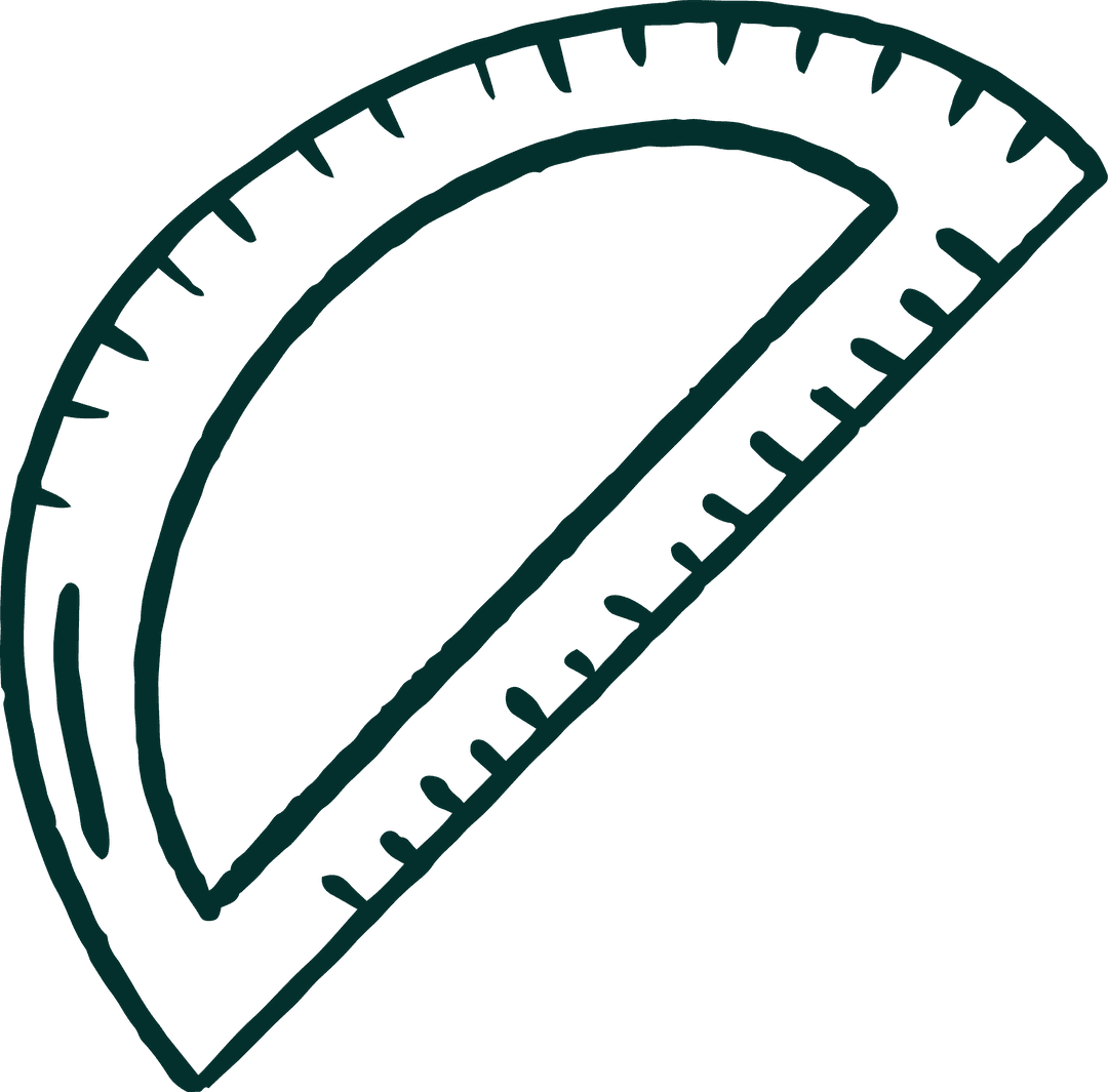 Semicircular Protractor with Markings on Transparent Background