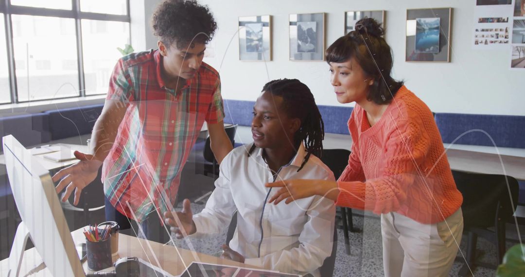 Collaborative Coworkers Brainstorming in Modern Office Space
