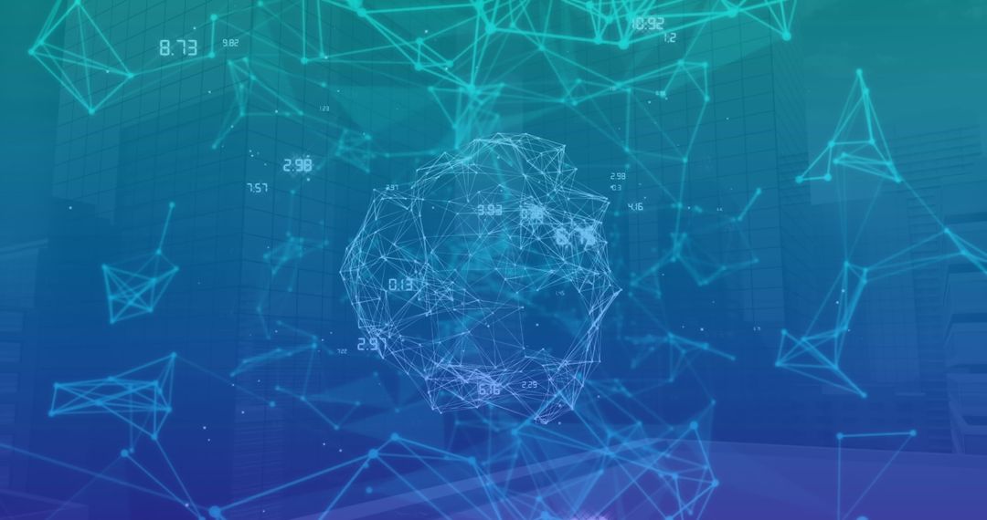 Futuristic Network of Global Connections Overlaying Urban Cityscape