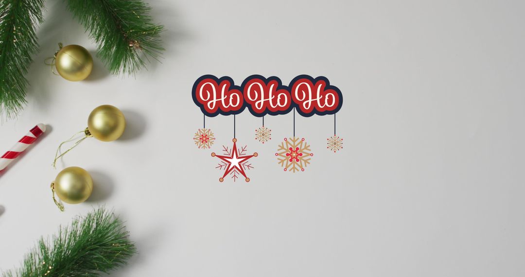 Festive Christmas Greeting with Ornaments and Pine