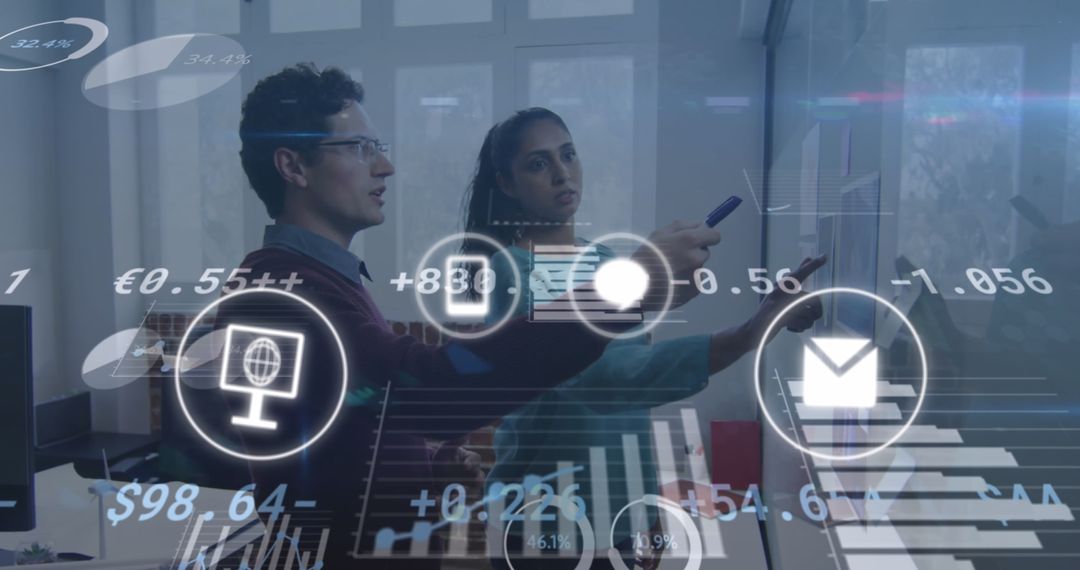 Diverse Team Collaborating with Futuristic AI Interface