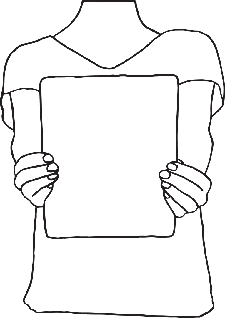 Transparent Outline of Woman Holding Digital Tablet