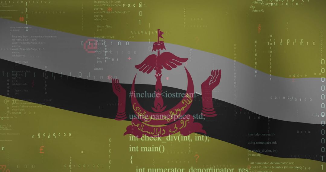 Digital Financial Analysis Overlay on Brunei Flag Imagery