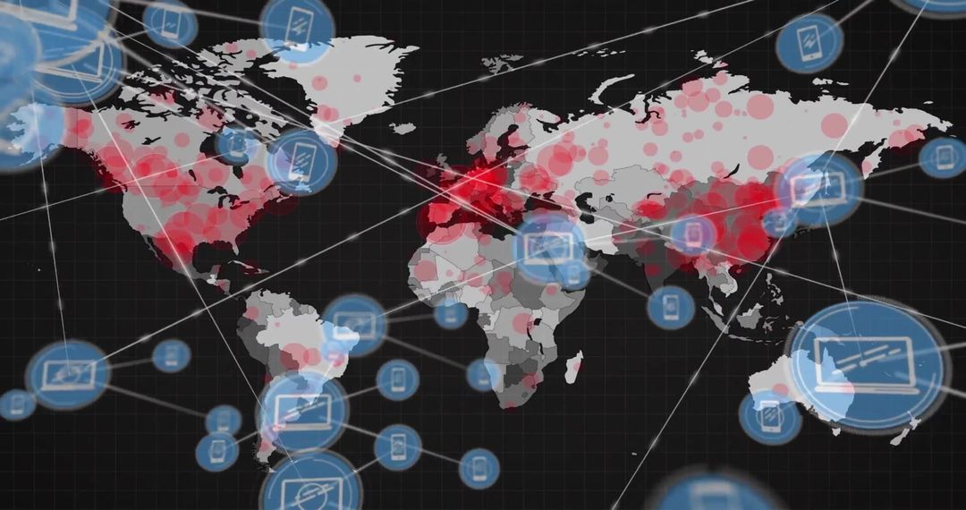 Global Network with Data Points on World Map