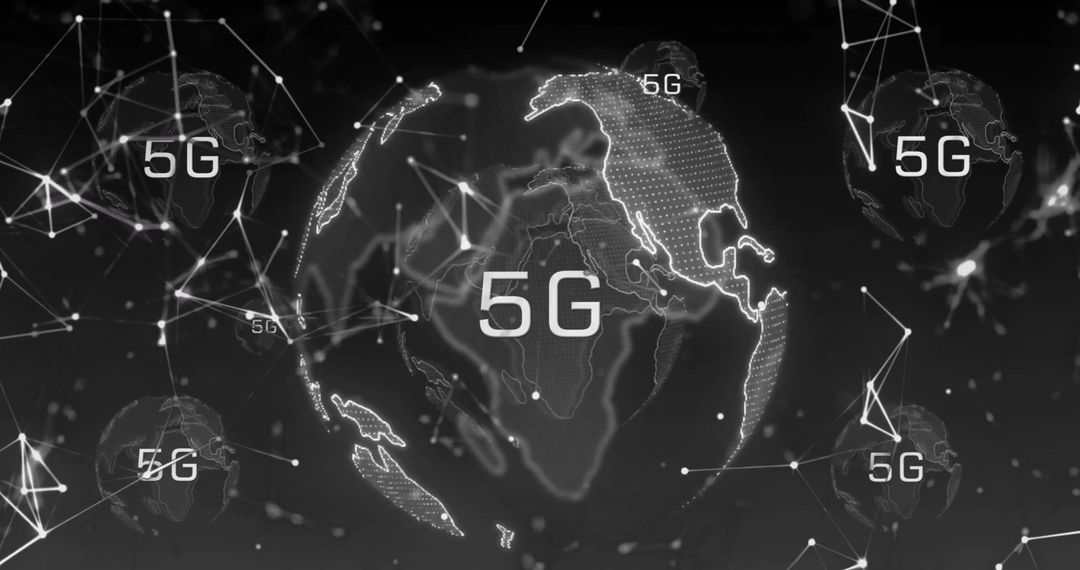 Global 5G Network Connections on Dark Background