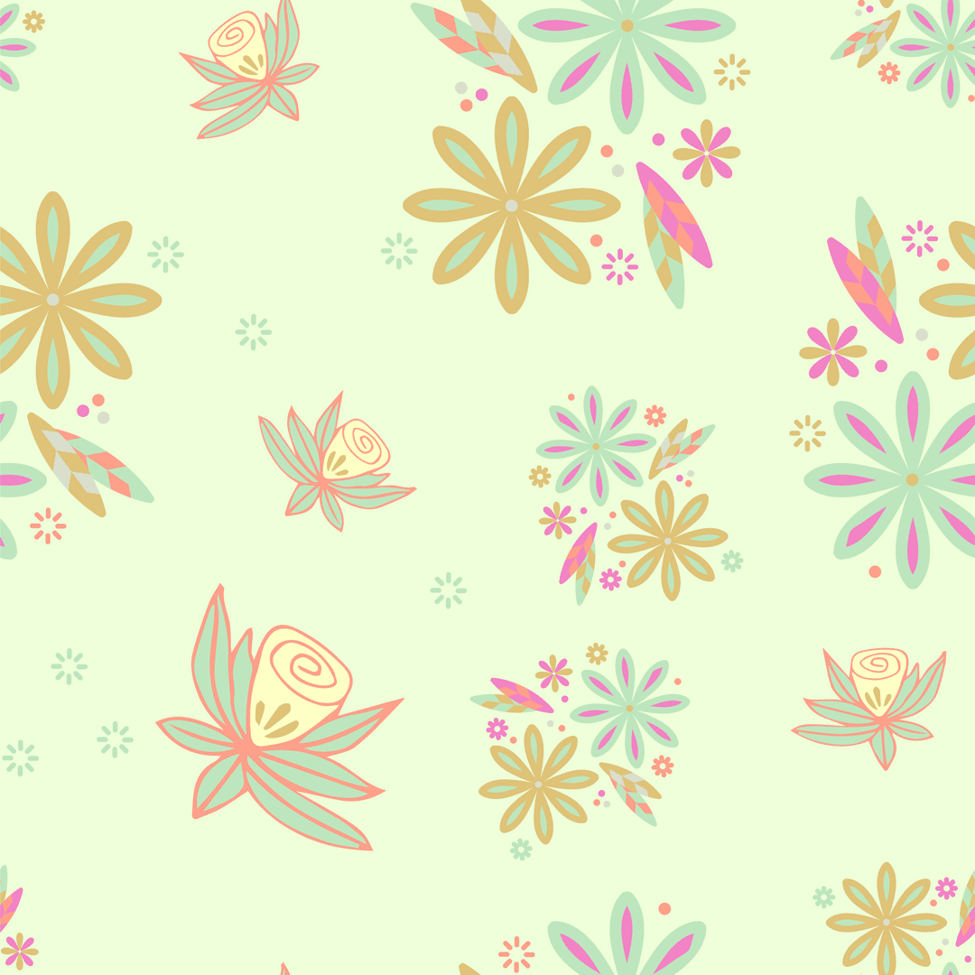 Floral Pattern Vectors on Transparent Background in Pastel Tones