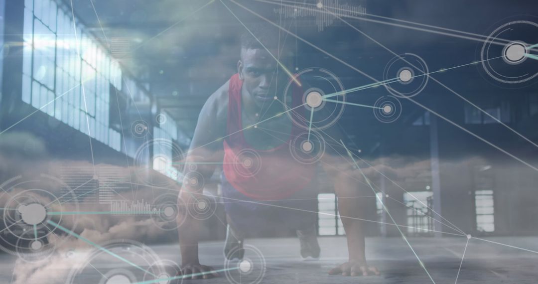 Digital Transformation in Fitness with African American Man Exercising