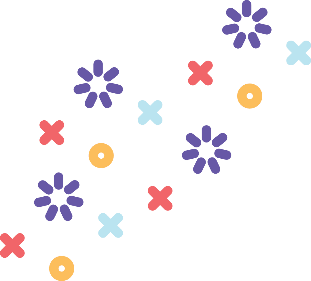 Colorful Crosses and Flower Shapes on Transparent Vector Design