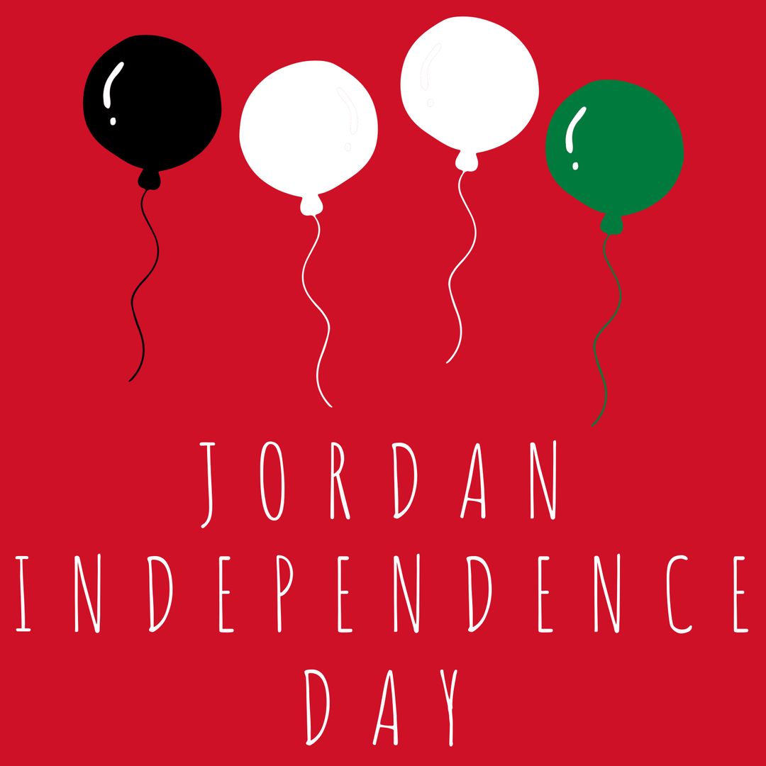 Jordan Independence Day Celebration Background with Balloons