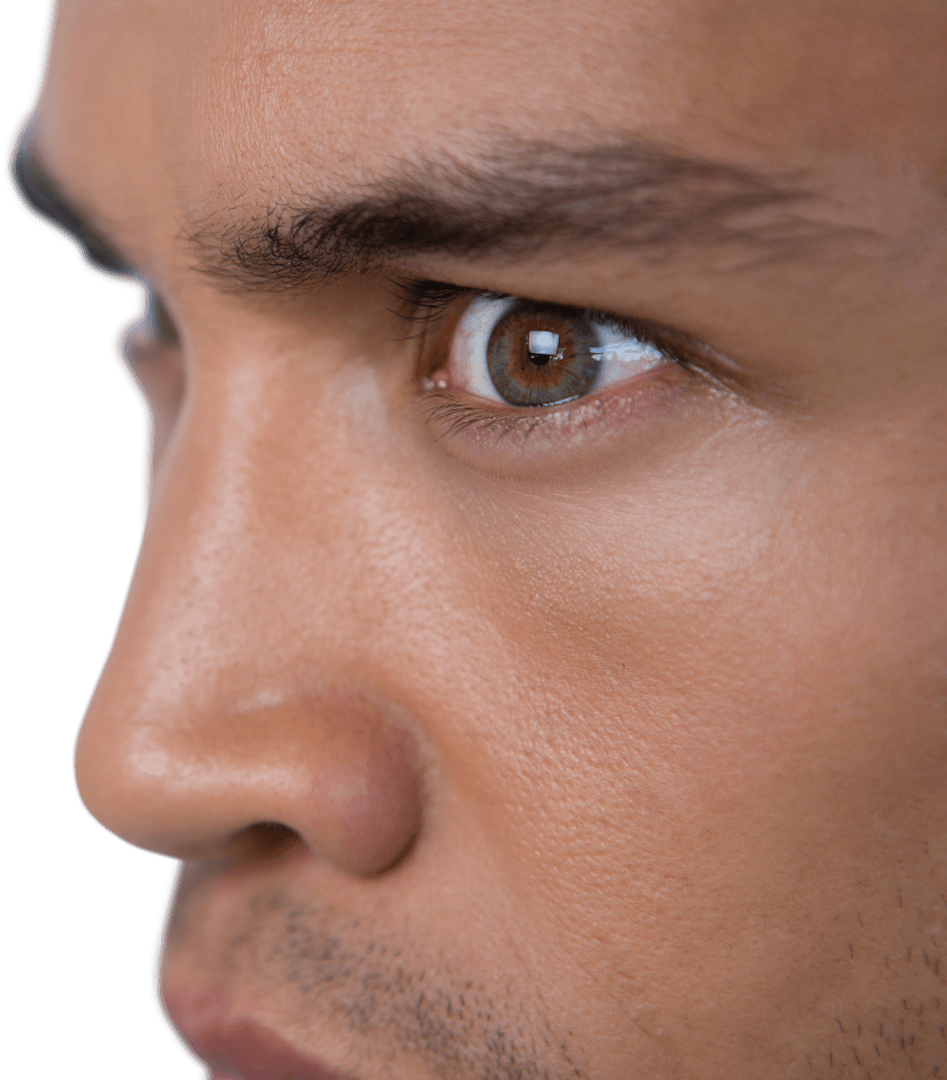 Transparent Close-up of Angry Businessman Expressing Tension