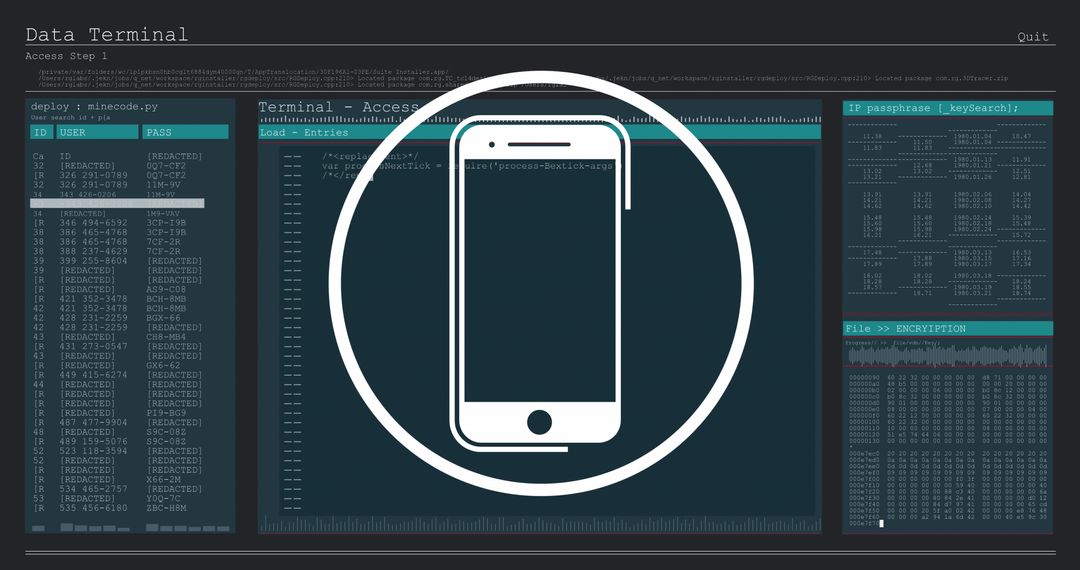 Smartphone Icon with Data Processing Interface